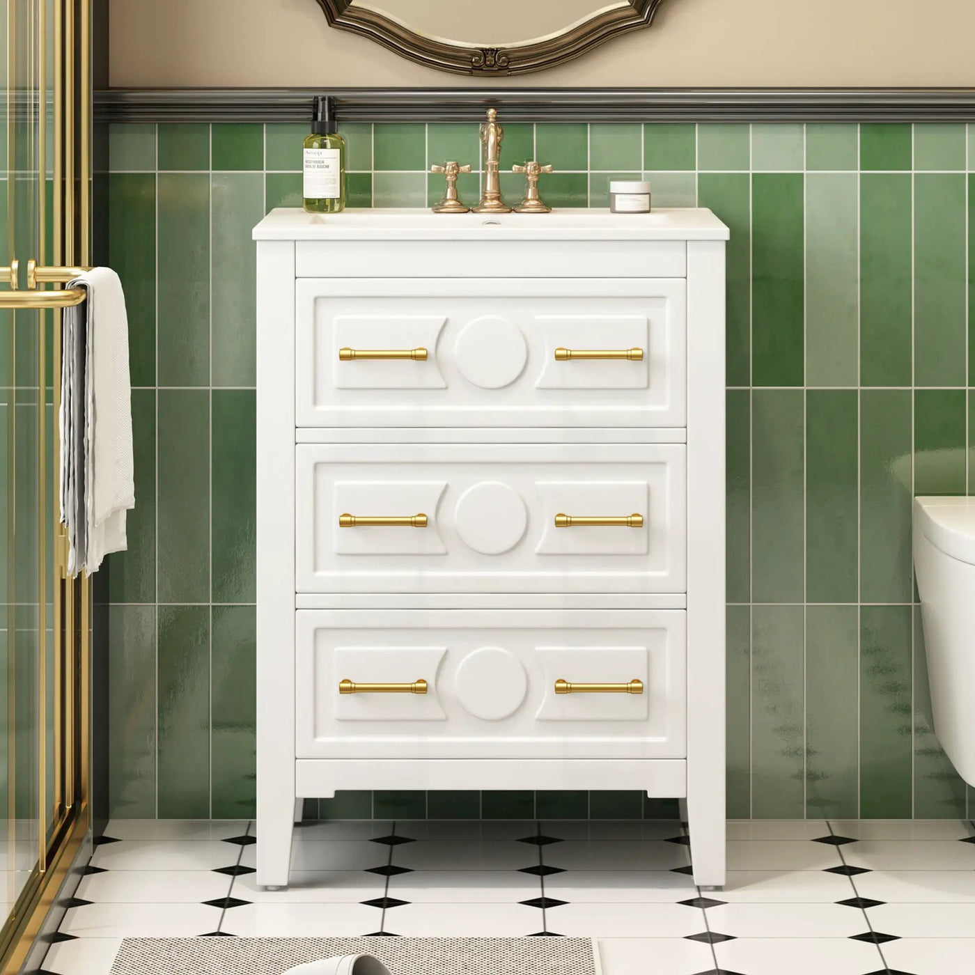 Bathroom Vanity With Sink, Free Standing 3 Drawer Storage Cabinet by HouseOfZazla