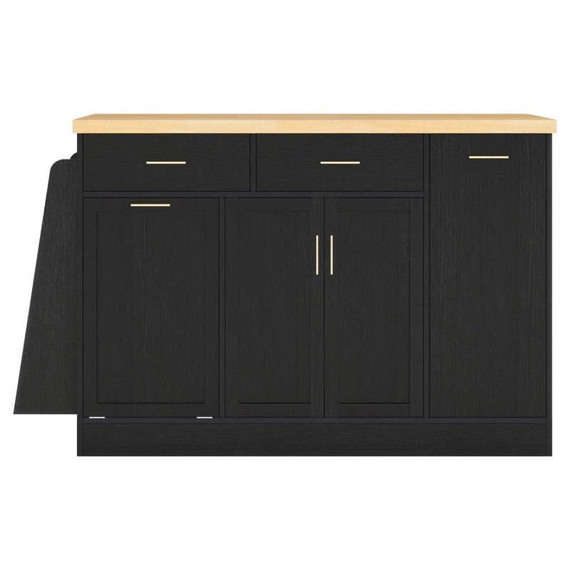 Kitchen Sideboard With Sliding Door Cabinet, 3 Tier Spice Rack