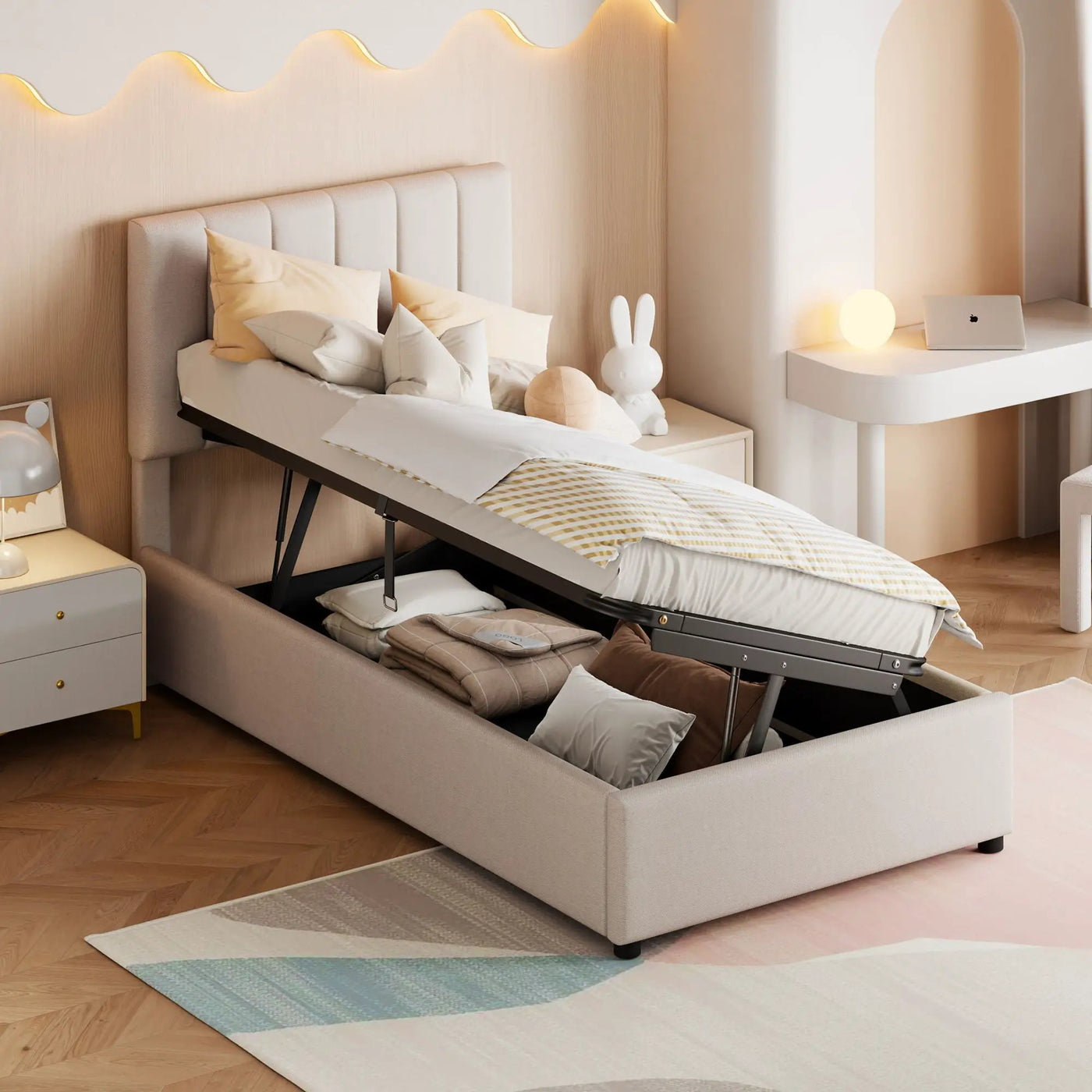 Upholstered Platform Bed With A Hydraulic Storage System by HouseOfZazla