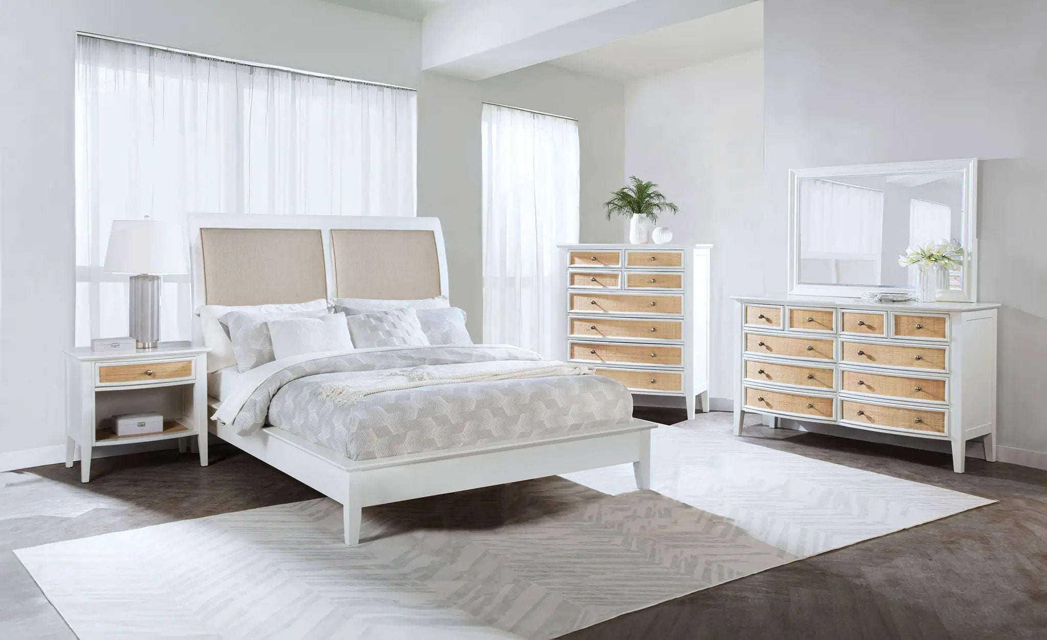 Bexhill 56-inch Upholstered California King Panel Bed White by Unique Piece Furniture