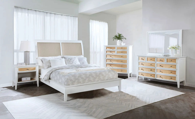 Bexhill 56-inch Upholstered California King Panel Bed White by Unique Piece Furniture