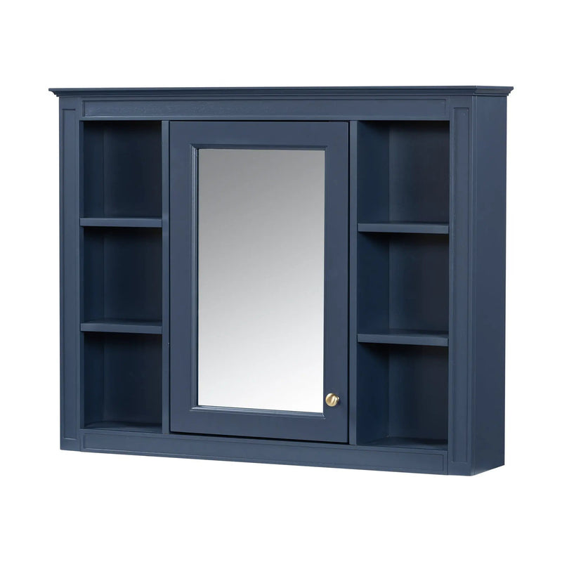 Wall Mounted Medicine Cabinet With Mirror, Storage Cabinet Featuring 6 Open Shelves And Adjustable Interior by HouseOfZazla