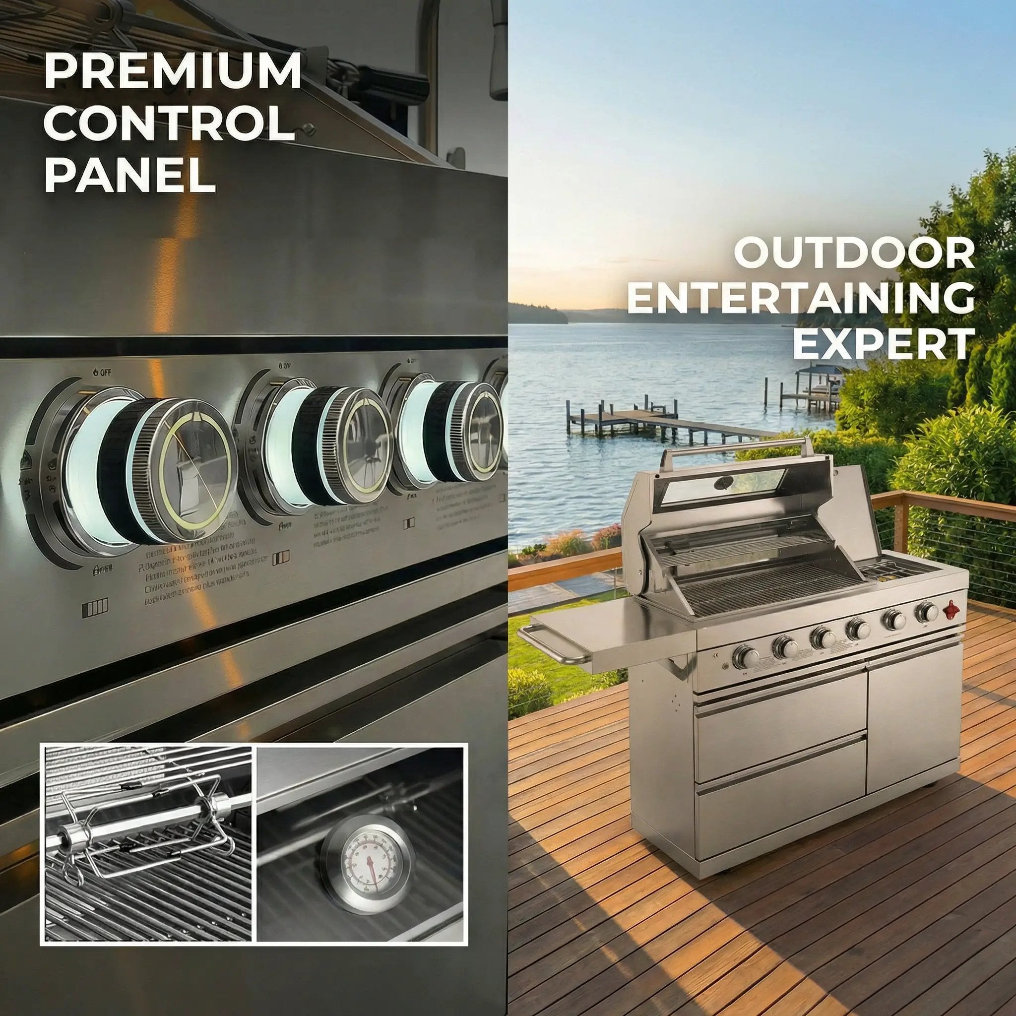 75300 BTU 6 Burners Deluxe Stainless Steel Gas Outdoor Kitchen Barbecue Island Grill by HouseOfZazla