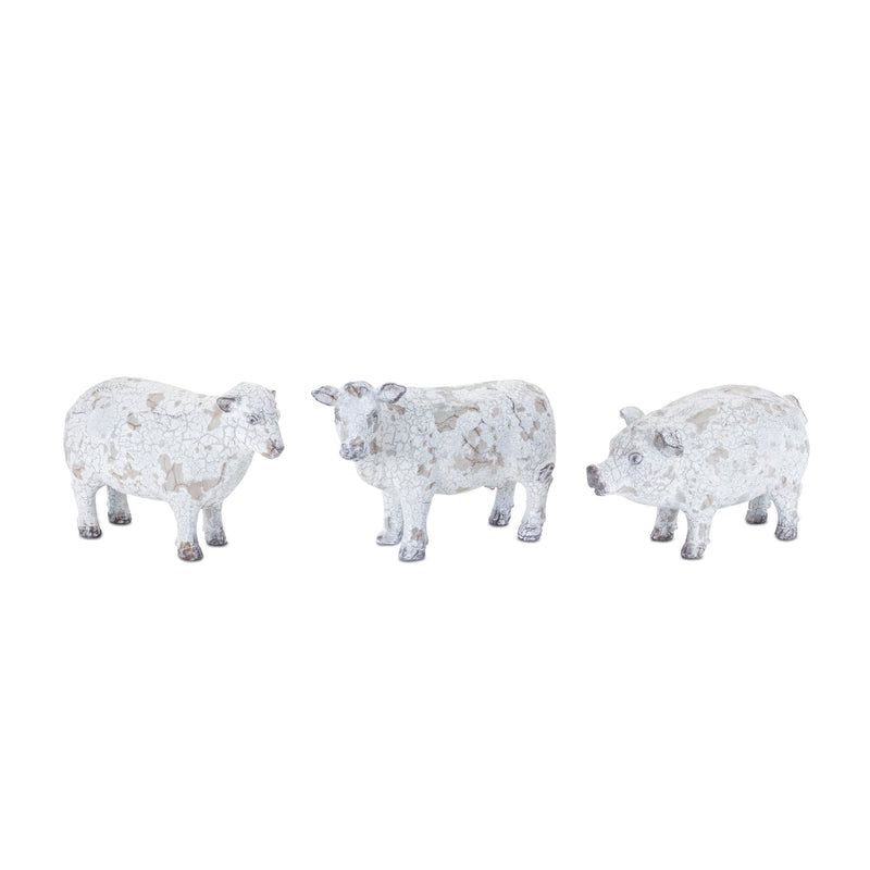 Distressed farm animal figurine (set of 3)