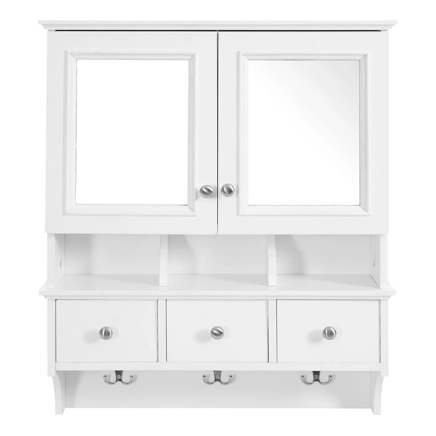 Modern Bathroom Mirror Cabinet With Drawers, Organizer Hooks, And High-Definition Mirrors by HouseOfZazla