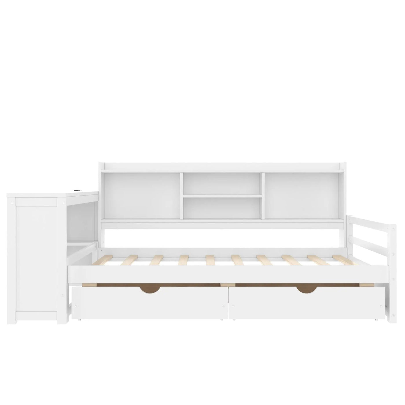 Corner Daybed With Storage Drawers, Desk, Charging Port & Bookcase by HouseOfZazla