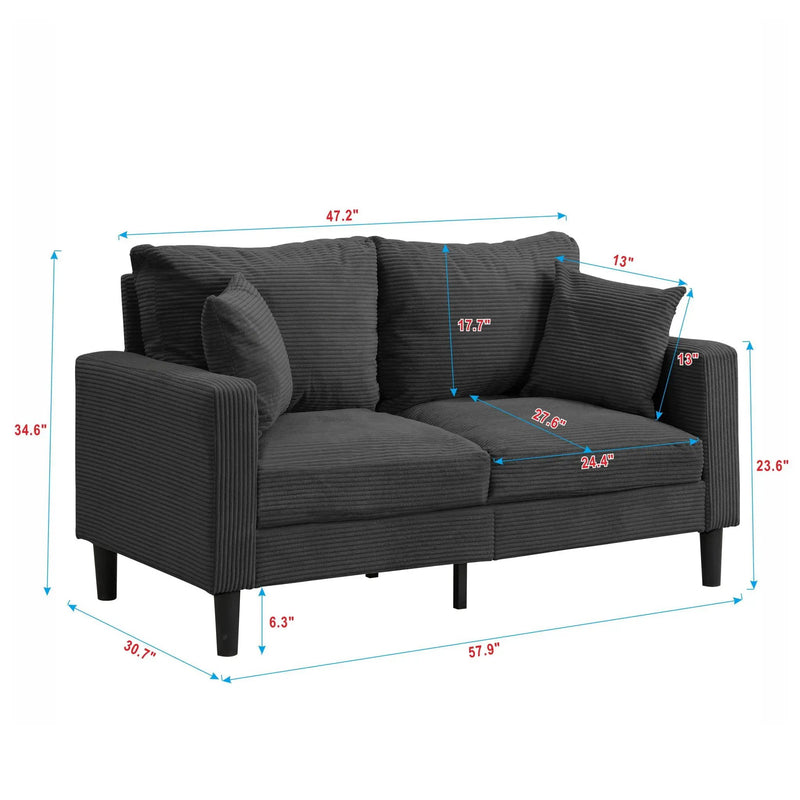 Modern Upholstered Loveseat Sofa, High Resilience by Unique Piece Furniture