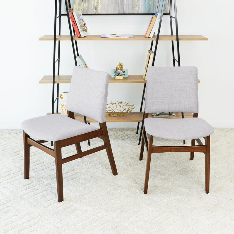 Brown / Light Gray Dining Chair Set with Solid Wood Frame - Set of 2, photo 7 of 12