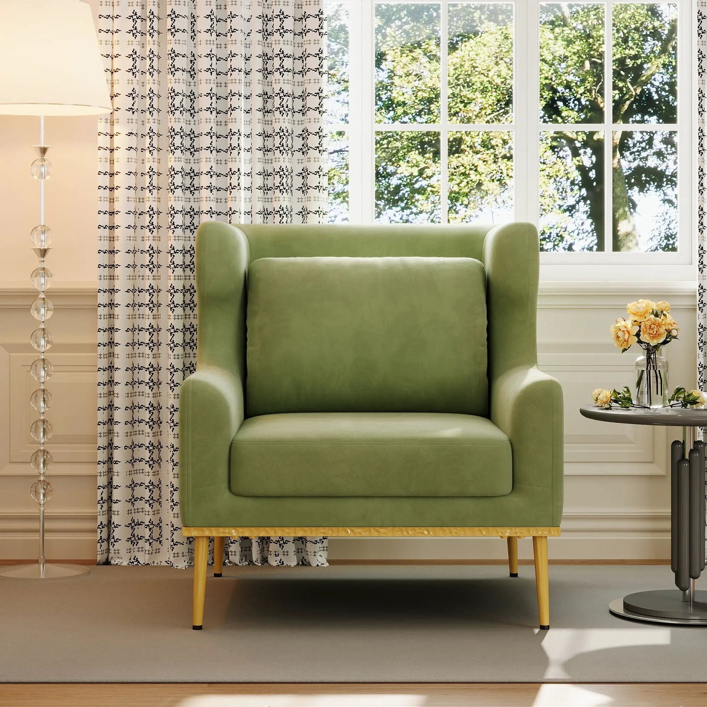 Elegant Curved Armrest Accent Armchair by HouseOfZazla