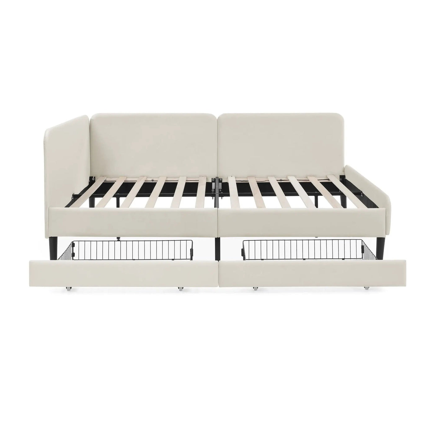 Upholstered Platform Bed Frame With 2 Storage Drawers And Adjustable Sofa Bed by HouseOfZazla