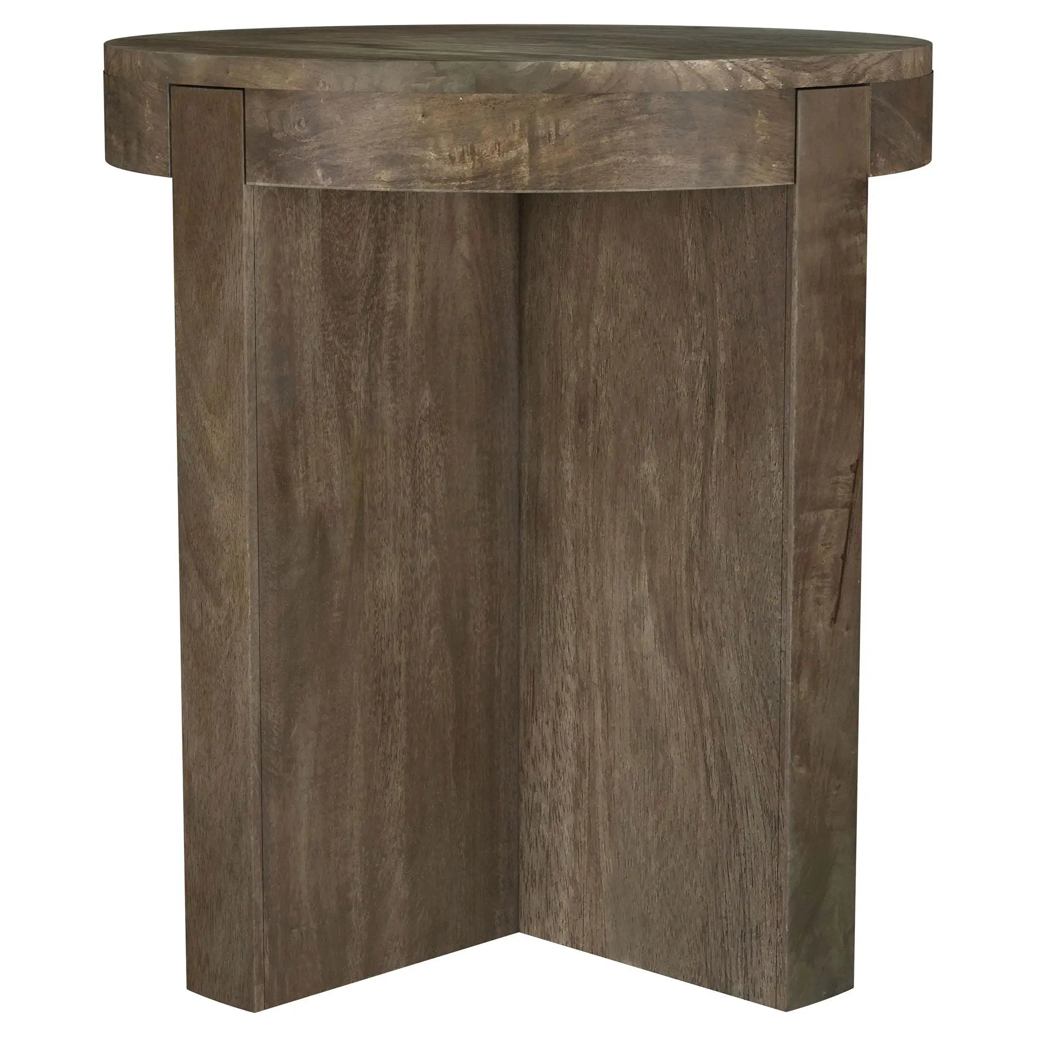 Kinkaid Round Solid Mango Wood End Table Brown by Unique Piece Furniture