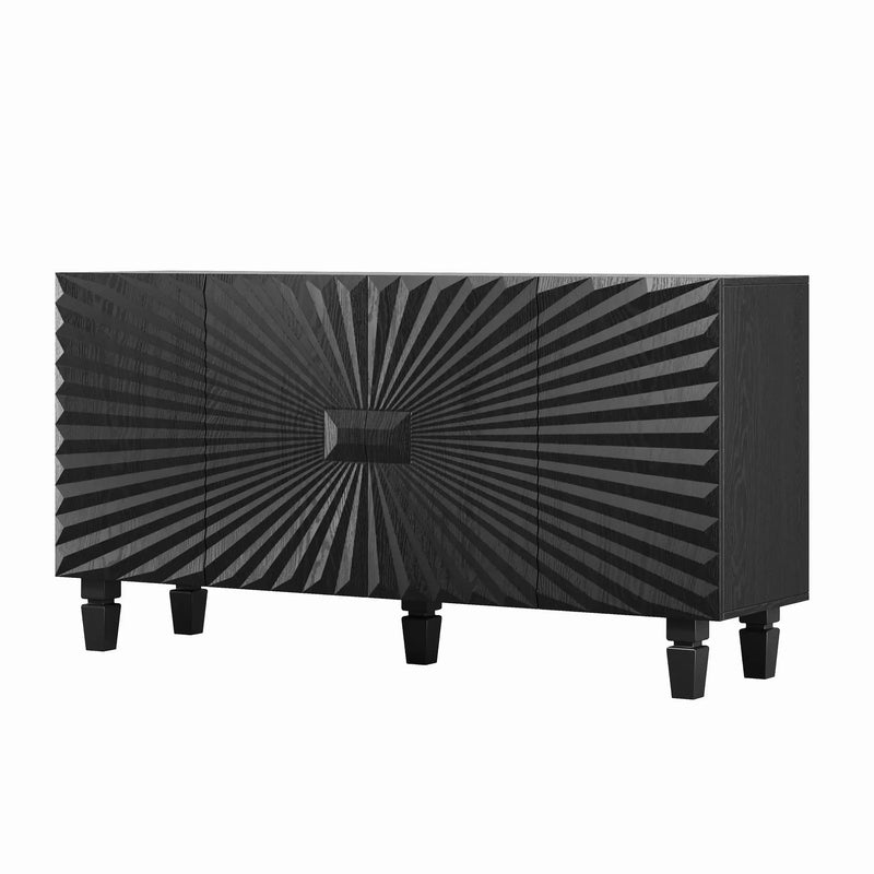 59'' Modern Buffet Sideboard with 4 Sunburst Doors by HouseOfZazla