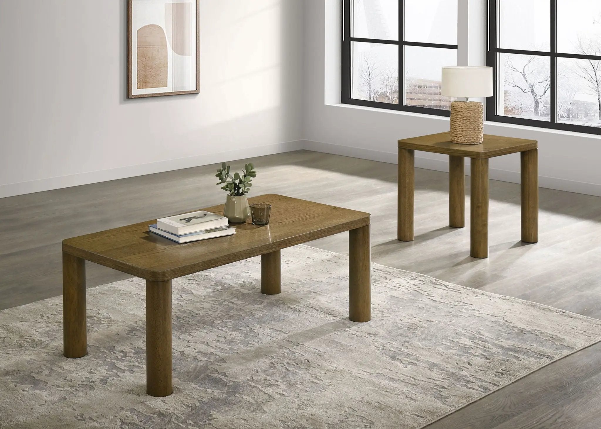 Castlewood Engineered Wood Cocktail Coffee Table Brown Oak by Unique Piece Furniture