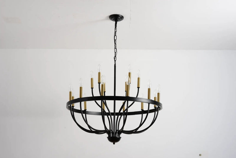 15-Light Industrial Iron Candle Chandelier Modern Farmhouse Pendant Light by HouseOfZazla