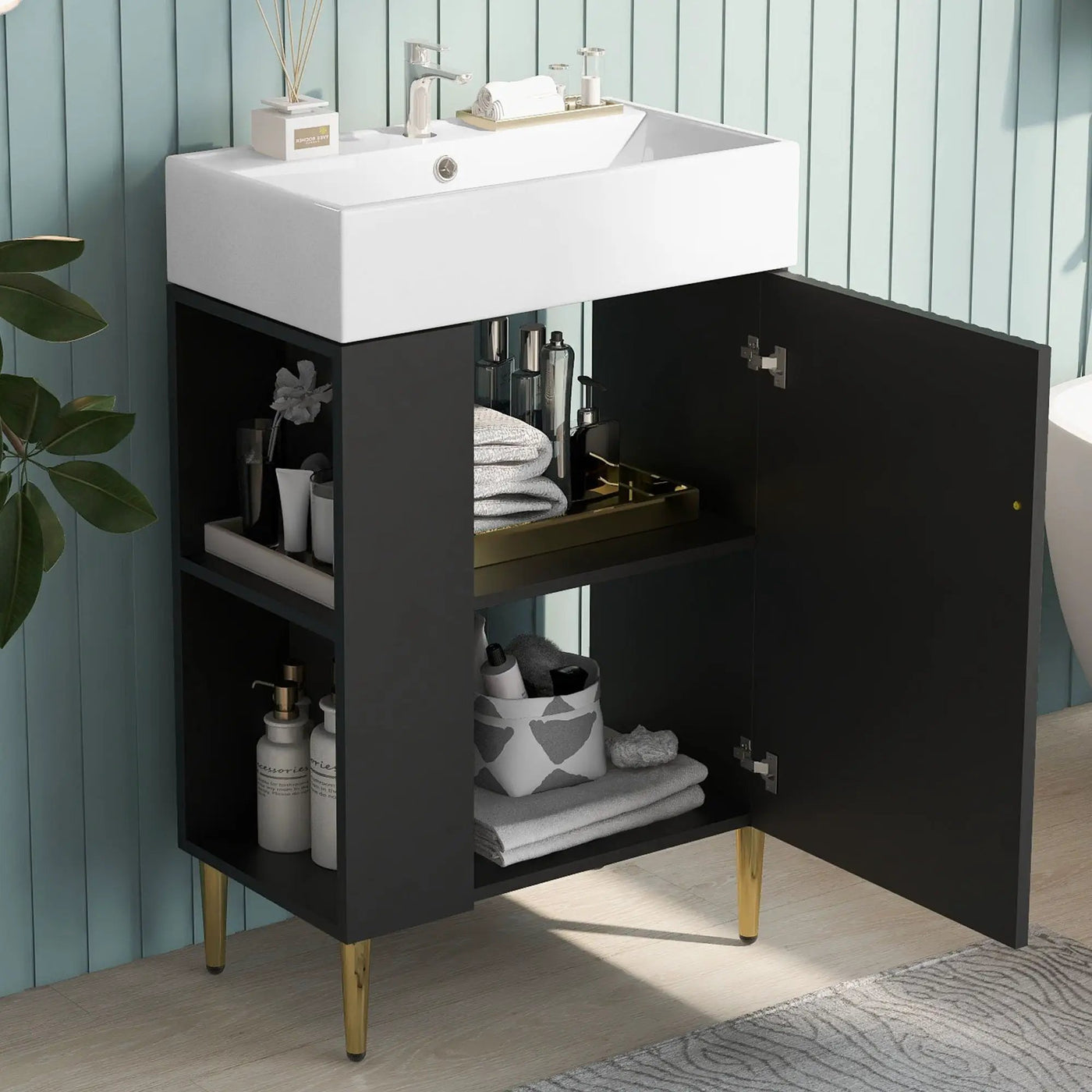 Bathroom Vanity, Combo Cabinet, Bathroom Storage Cabinet, Single Ceramic Sink by Unique Piece Furniture