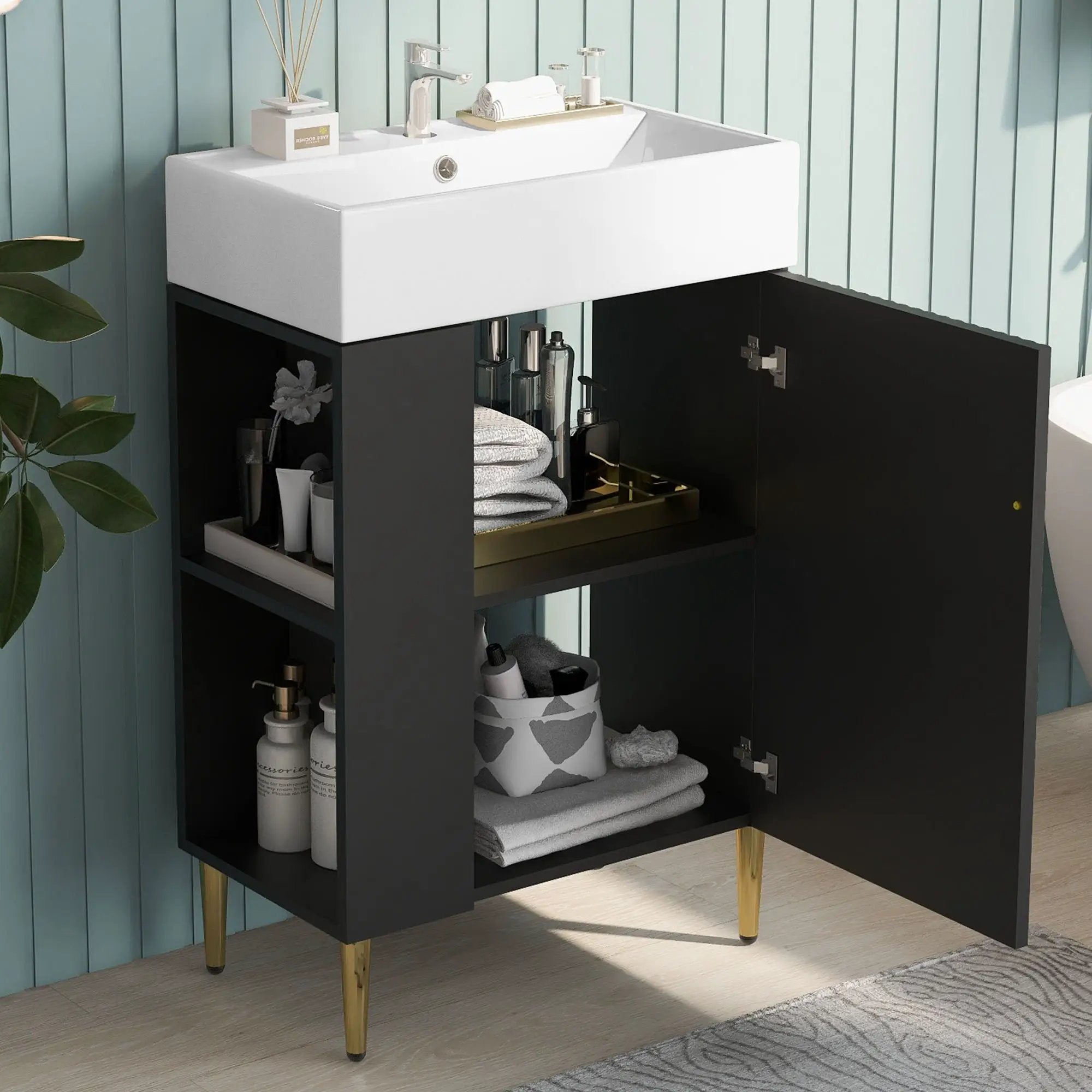 Bathroom Vanity, Combo Cabinet, Bathroom Storage Cabinet, Single Ceramic Sink by Unique Piece Furniture