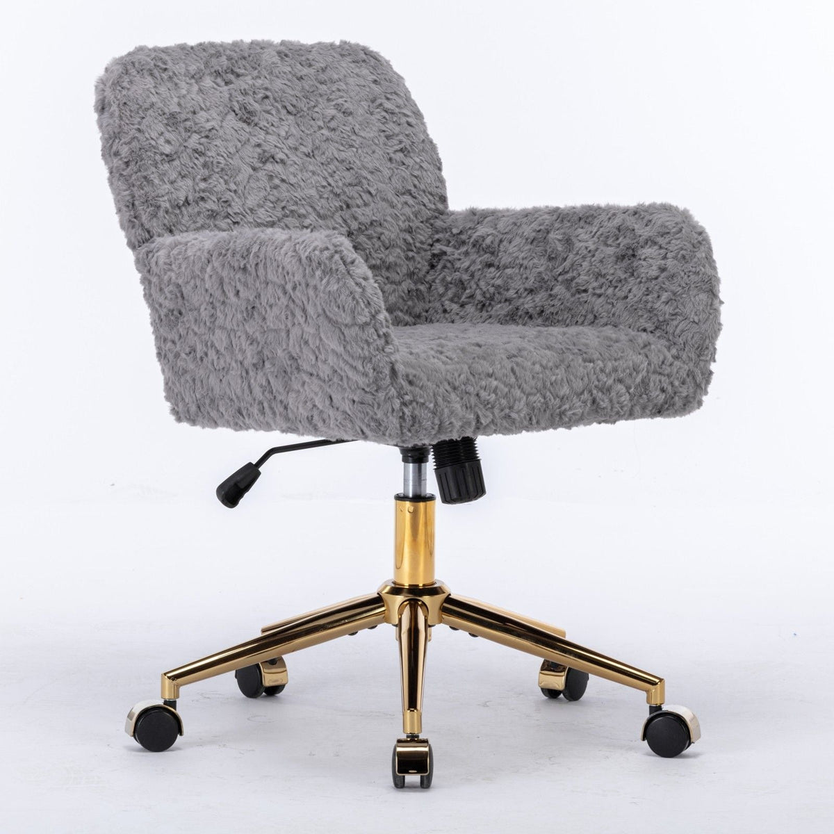 Office Chair, Artificial Rabbit Hair Home Office Chair With Metal Base, Adjustable Desk Chair Swivel Office Chair, Vanity Chair, photo 26 of 39