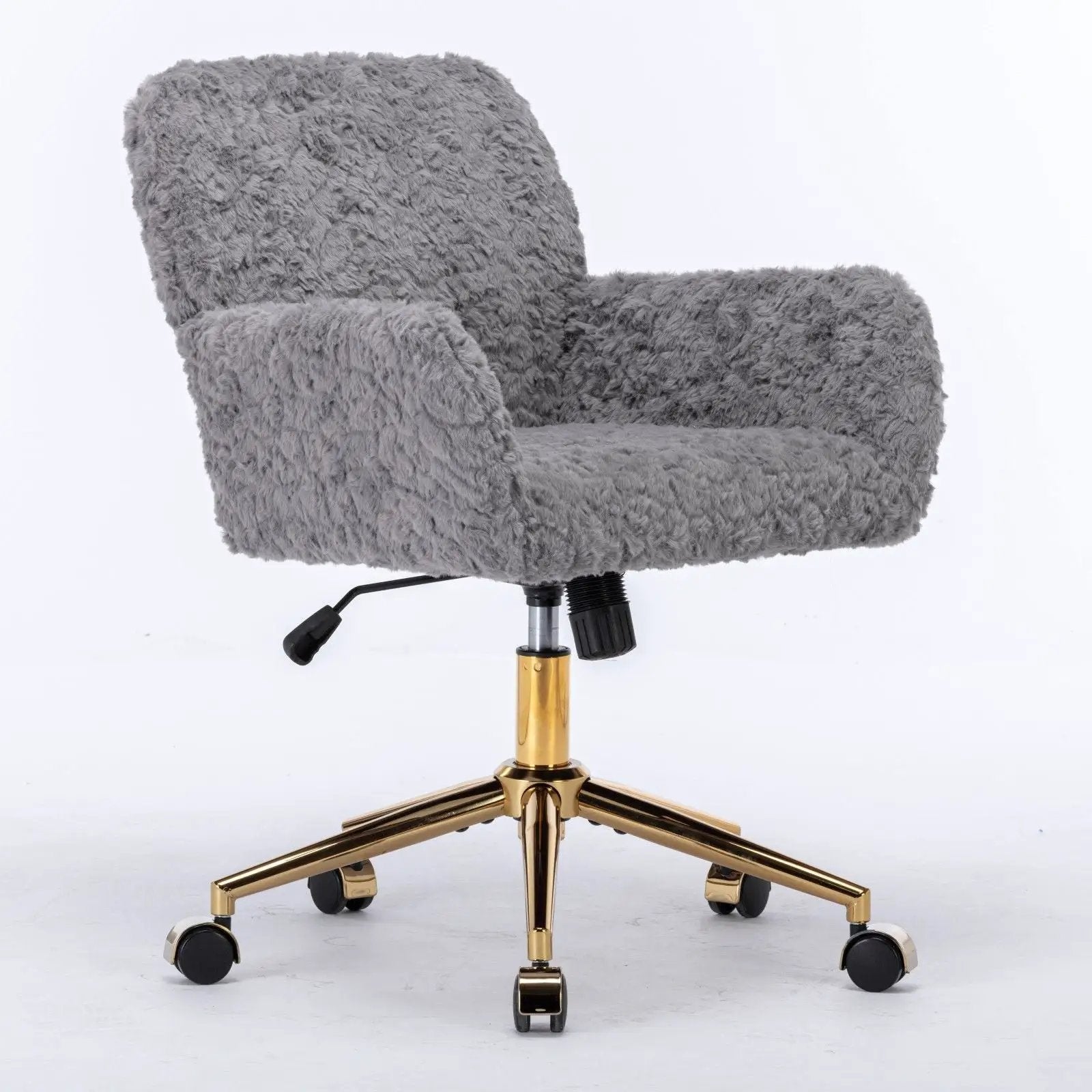 Office Chair, Artificial Rabbit Hair Home Office Chair With Metal Base, Adjustable Desk Chair Swivel Office Chair, Vanity Chair by Unique Piece Furniture