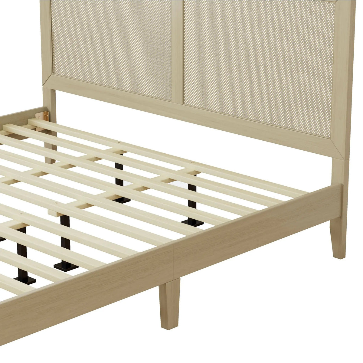 Solid Wood Platform King Bed With Rattan by HouseOfZazla