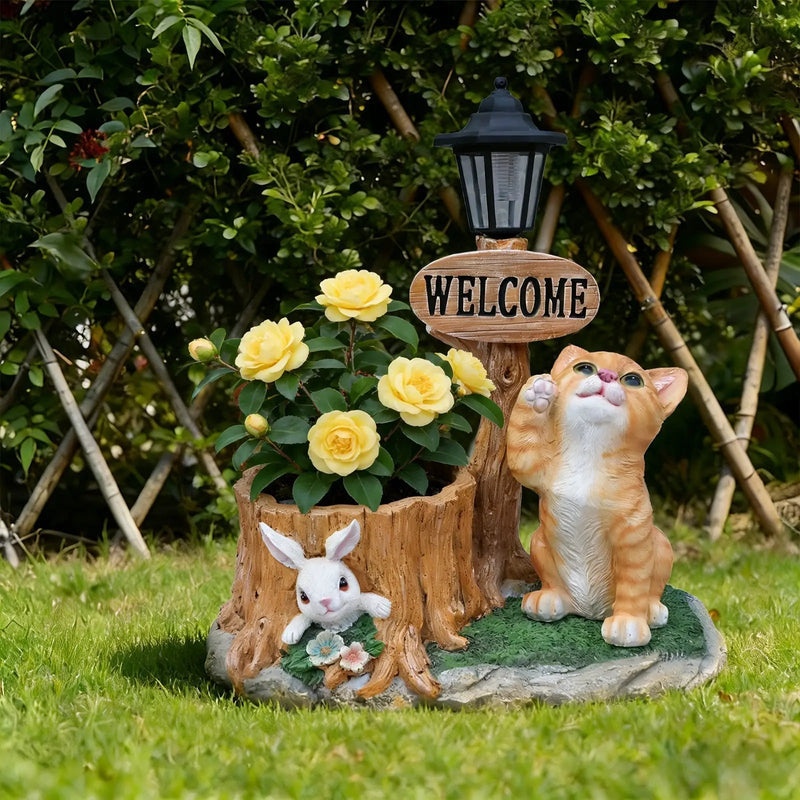 Cute Cat Planter Statue Garden Decor by HouseOfZazla
