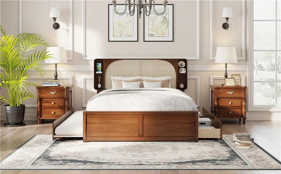 Headboard Bed With 2 Drawers And Trundle by HouseOfZazla