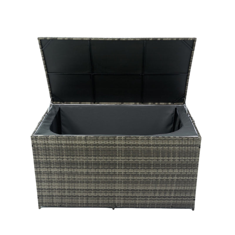 Outdoor Storage Box, Wicker Patio Deck Boxes With Lid, Outdoor Cushion Storage For Kids Toys, Pillows, Towel, Wicker by HouseOfZazla