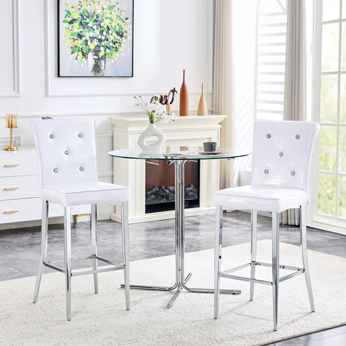 Bar Chairs & Crystal Clasp Design (Set of 2) by HouseOfZazla