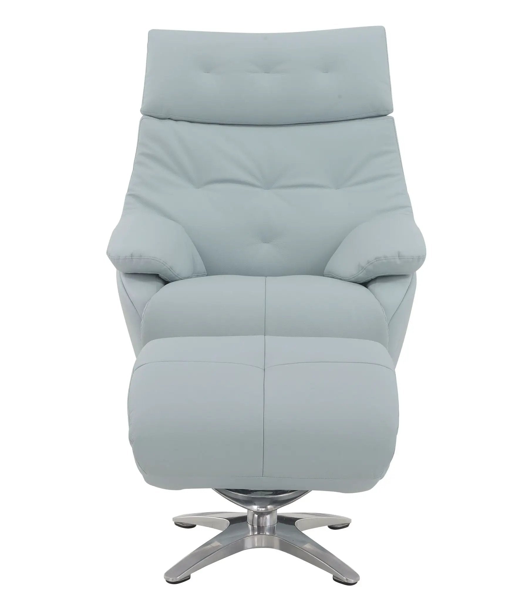 Janella - Top Grain Leather Accent Chair With Swivel & Ottoman - Baby Blue by Unique Piece Furniture