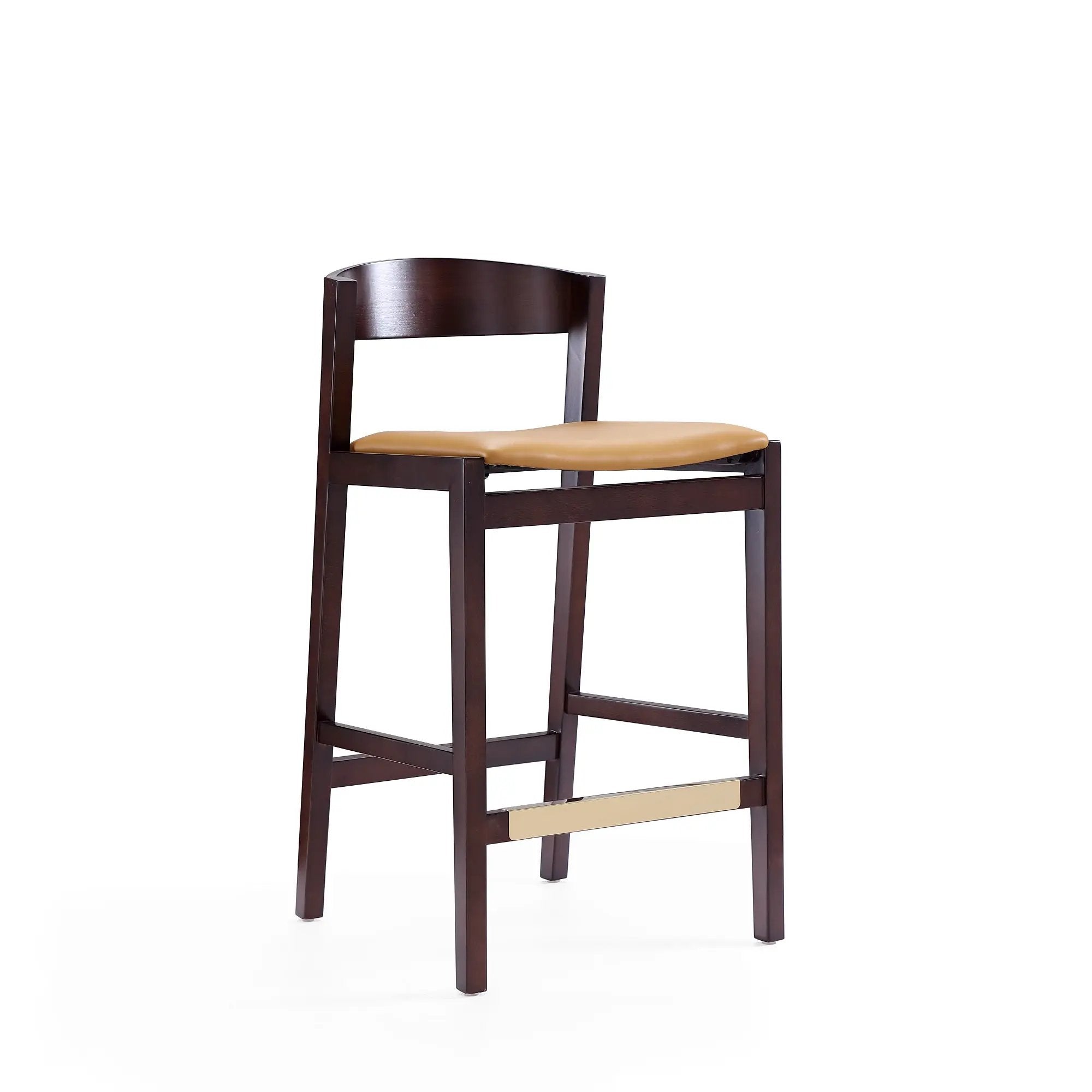 Klismos Wood Upholstered Counter Stool in Camel by HouseOfZazla