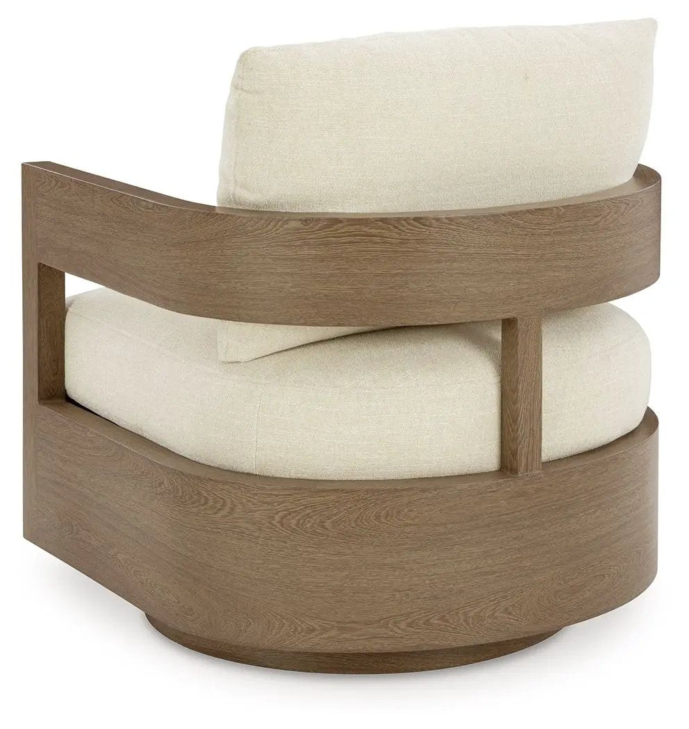 Serene Bay - Swivel Glider Chair With Cushion - Dark Brown / White by Unique Piece Furniture