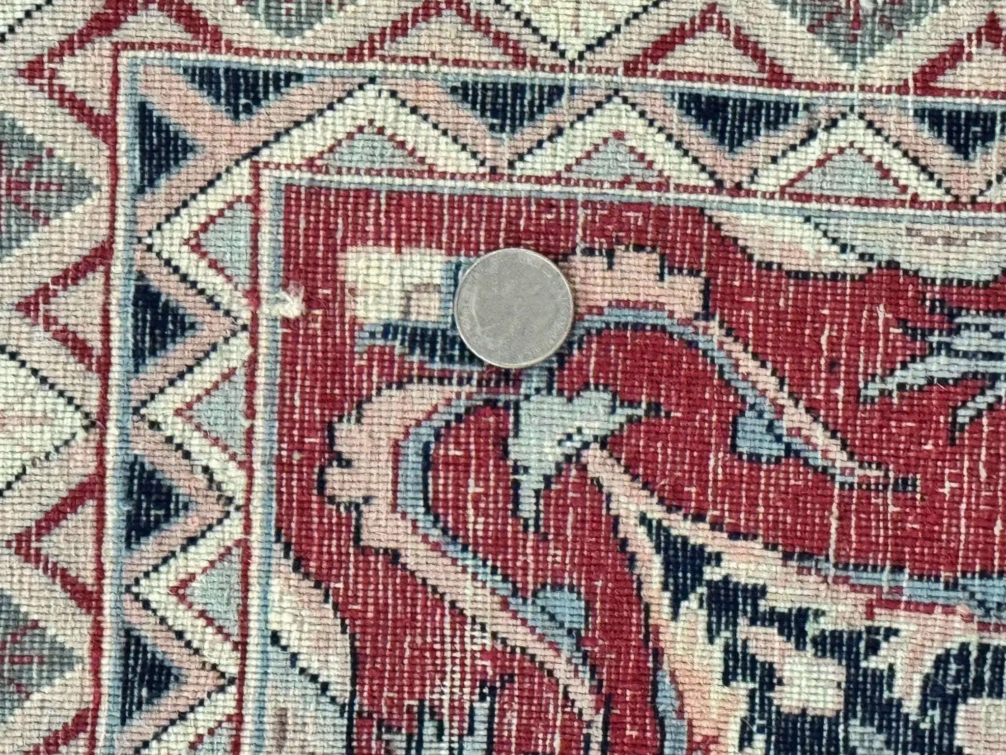 Sino Persian Rug 8x10, Floral Kirman Carpet, Navy Blue and Red, Floral Vases, Handmade Vintage Wool Carpet, 320 KPSI by Jewel Rugs