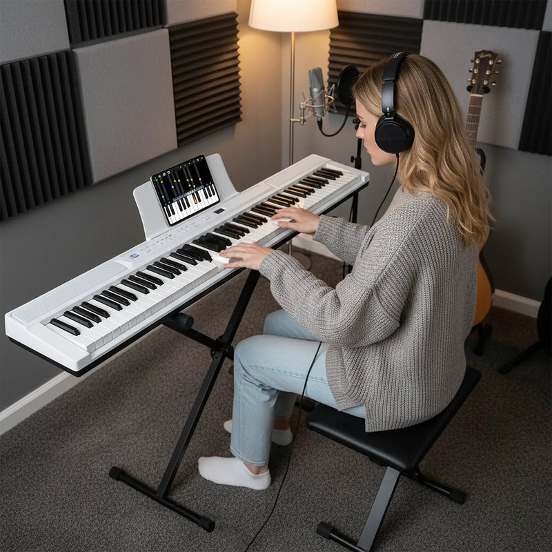 88-Key Electric Piano Keyboard with Adjustable Stand and Portable Bag by DirectDeals