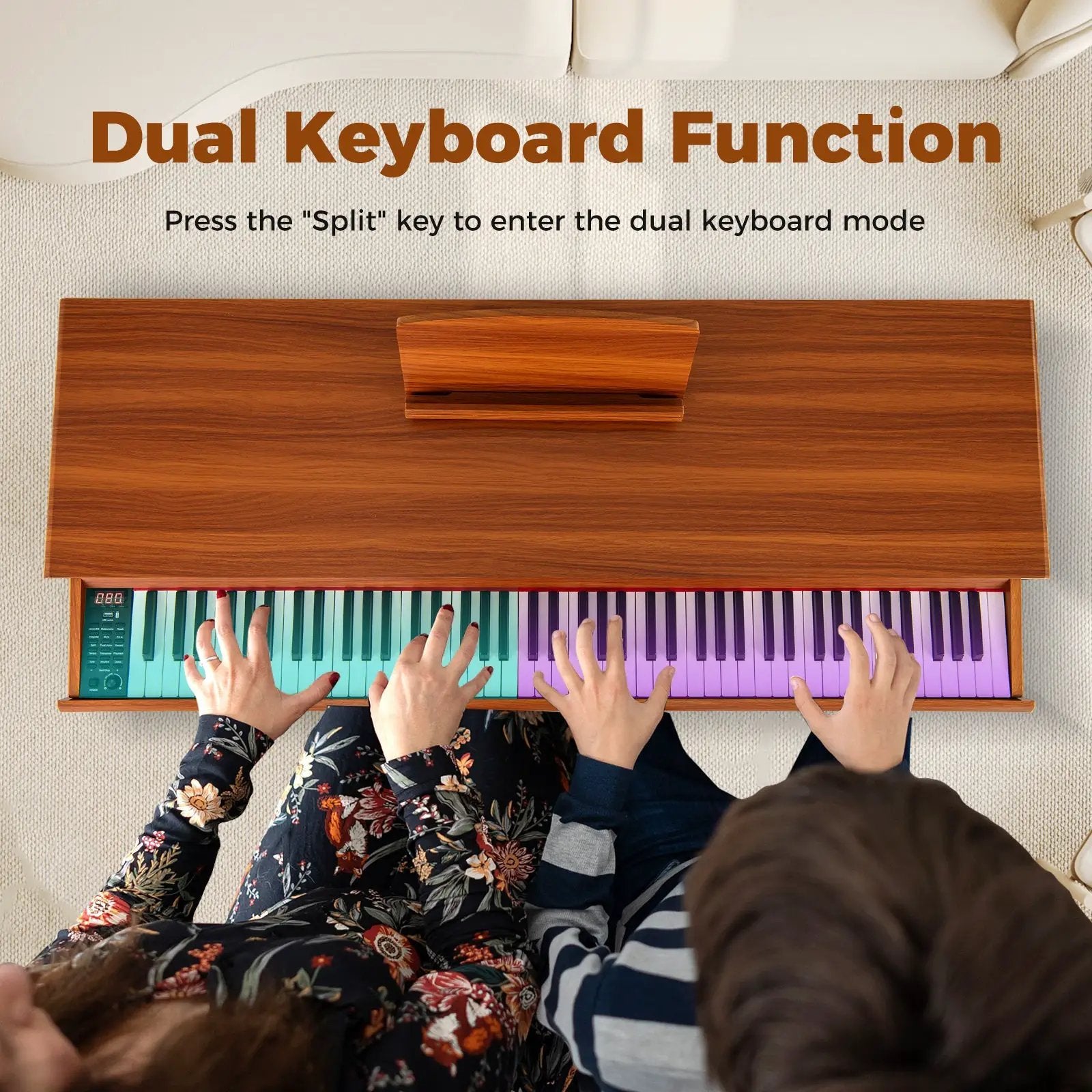 88-Key Graded Hammer Action Weighted Keyboard with Push-pull Drawer-Brown by DirectDeals