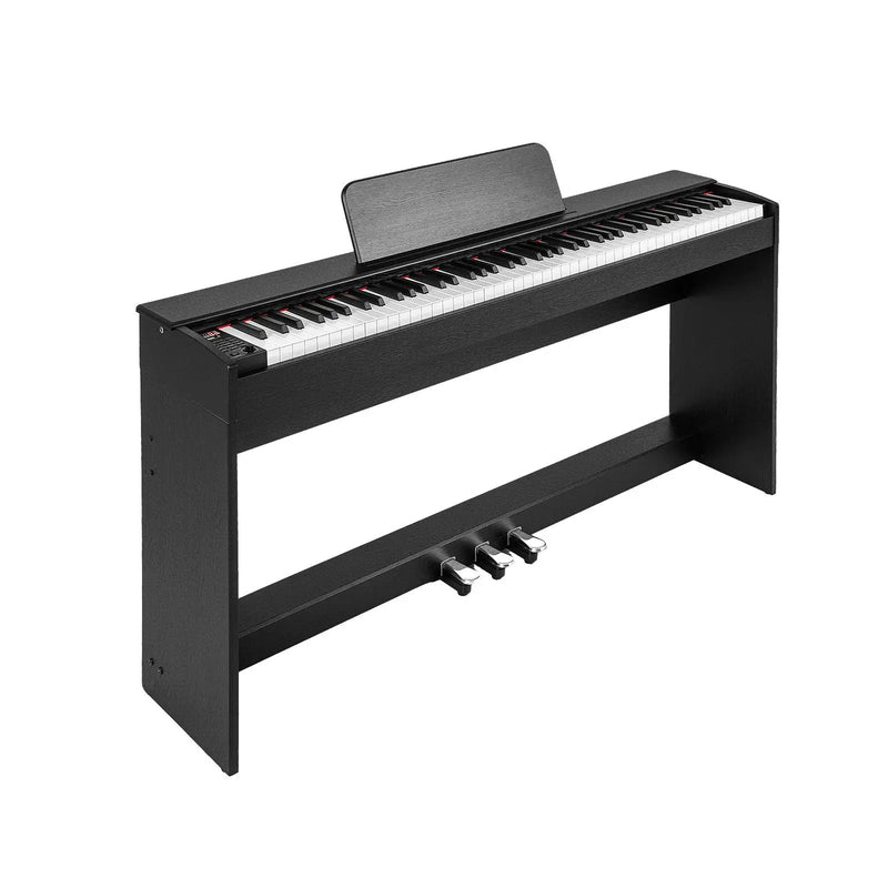 88-Key Hammer Action Weighted Keyboard with Furniture Stand-Black by DirectDeals