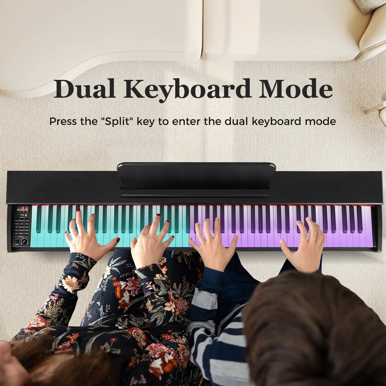 88-Key Hammer Action Weighted Keyboard with Furniture Stand-Black by DirectDeals
