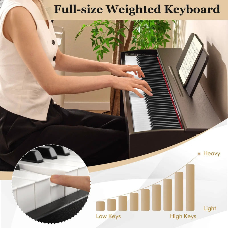 88-Key Hammer Action Weighted Keyboard with Furniture Stand-Black by DirectDeals