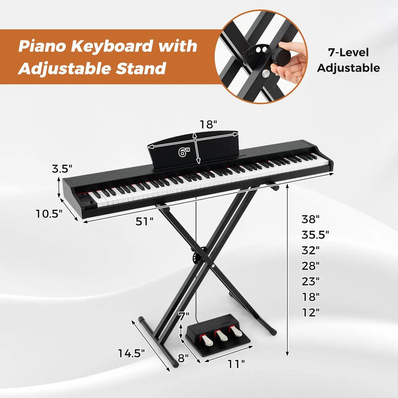 88-Key Keyboard Piano Set with Adjustable Stand by DirectDeals