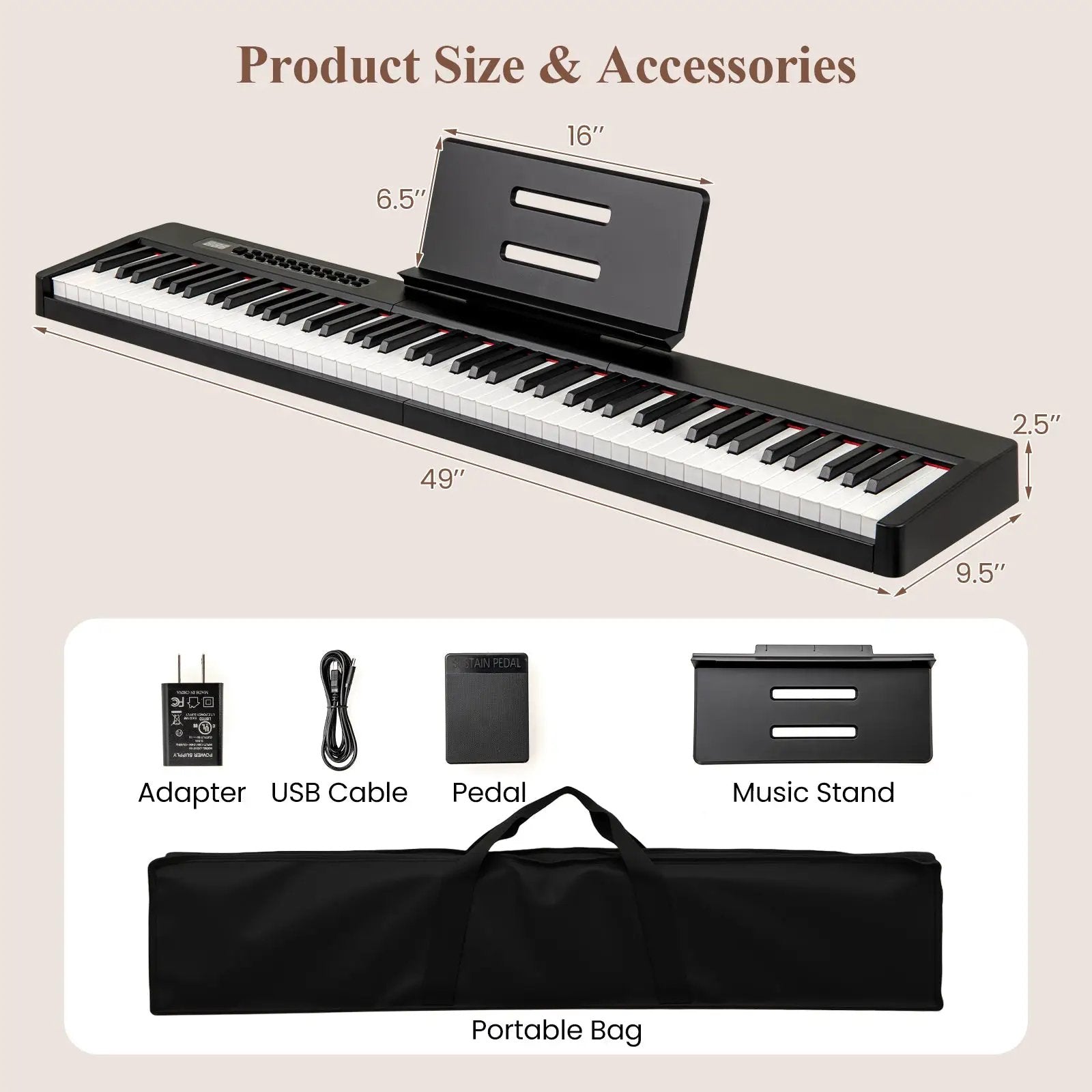 88 Keys Velocity-Sensitive Piano Keyboard with French DREAM Audio Source-Black by DirectDeals