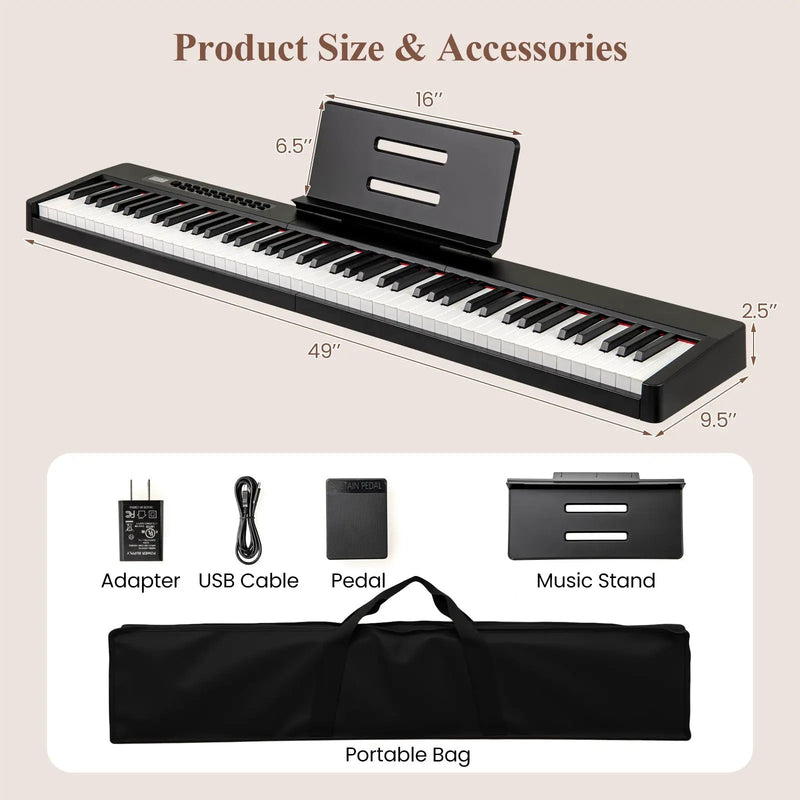 88 Keys Velocity-Sensitive Piano Keyboard with French DREAM Audio Source-Black by DirectDeals