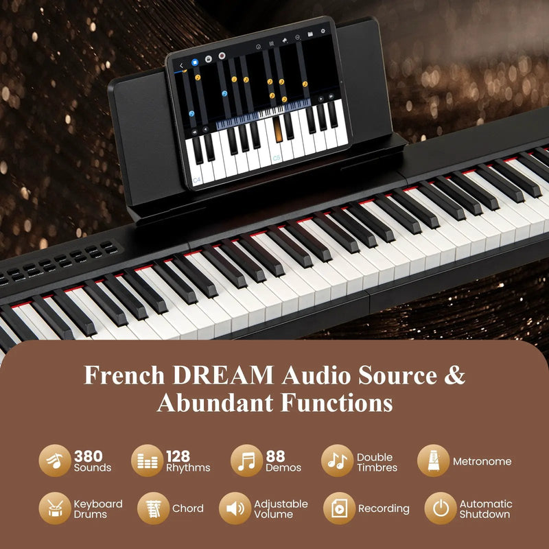 88 Keys Velocity-Sensitive Piano Keyboard with French DREAM Audio Source-Black by DirectDeals