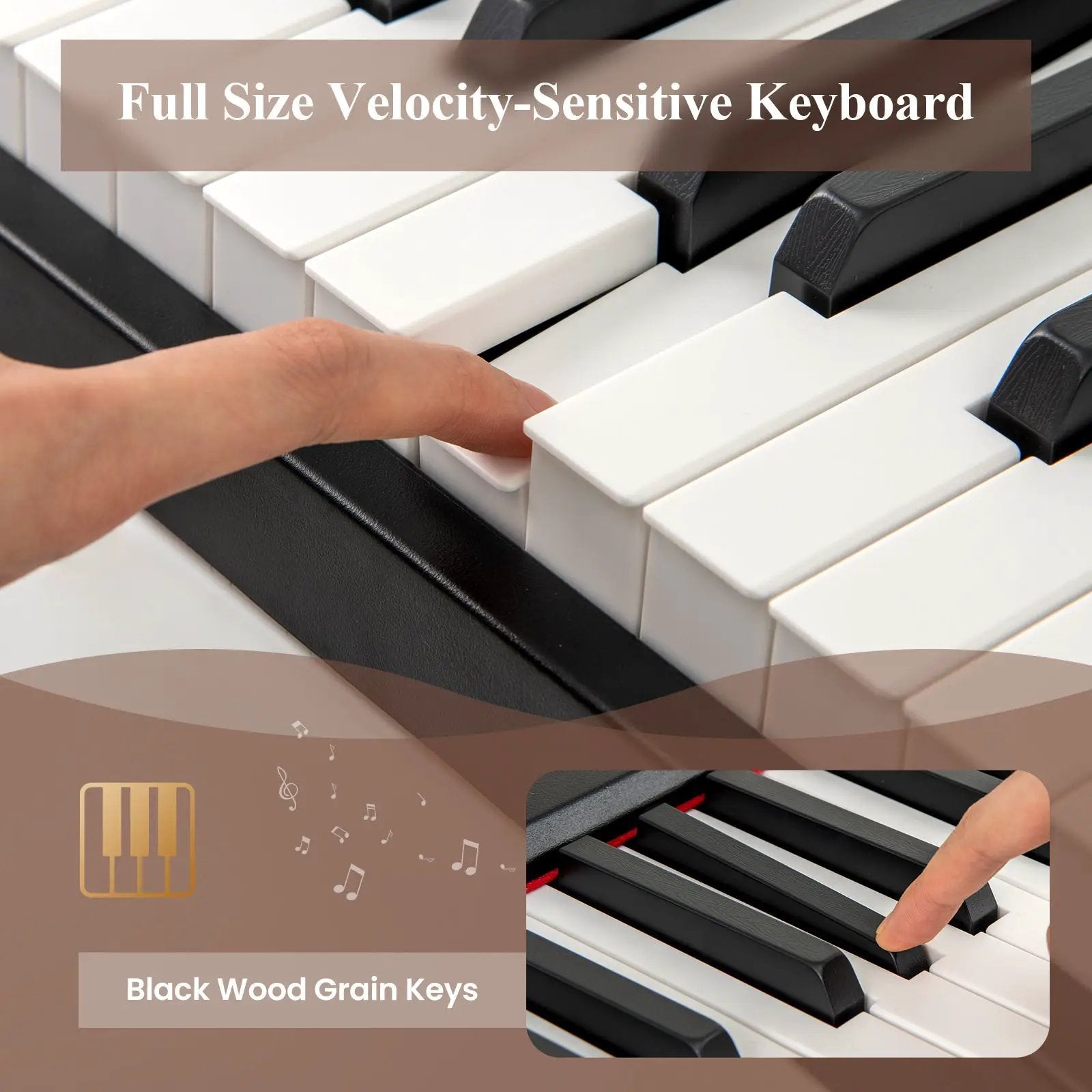 88 Keys Velocity-Sensitive Piano Keyboard with French DREAM Audio Source-Black by DirectDeals