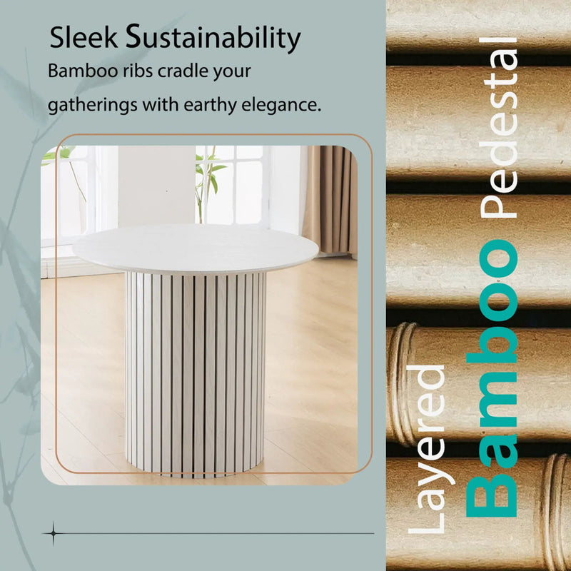 Modern 4 Person Dining Set With Bamboo & Table And Turquoise & Chairs Metal Legs, Space Saving Design - White by Unique Piece Furniture