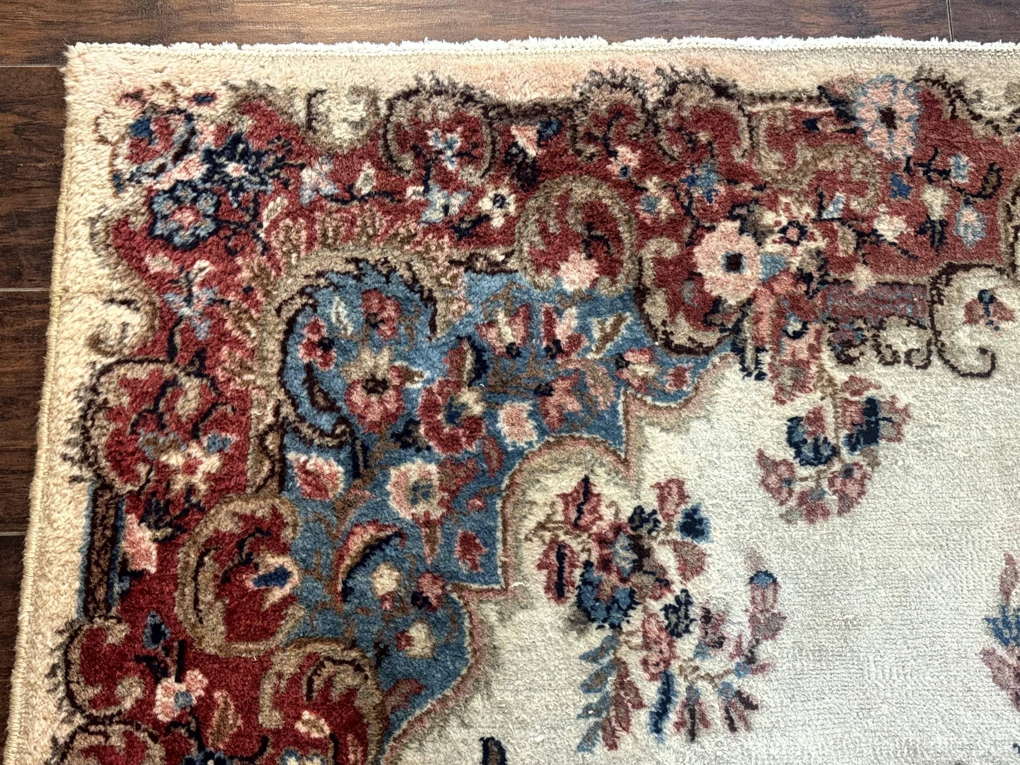 Square Persian Kerman Rug, Beige/Cream and Light Blue, Traditional Persian Rug, 5.5 x 5.5 ft by Jewel Rugs