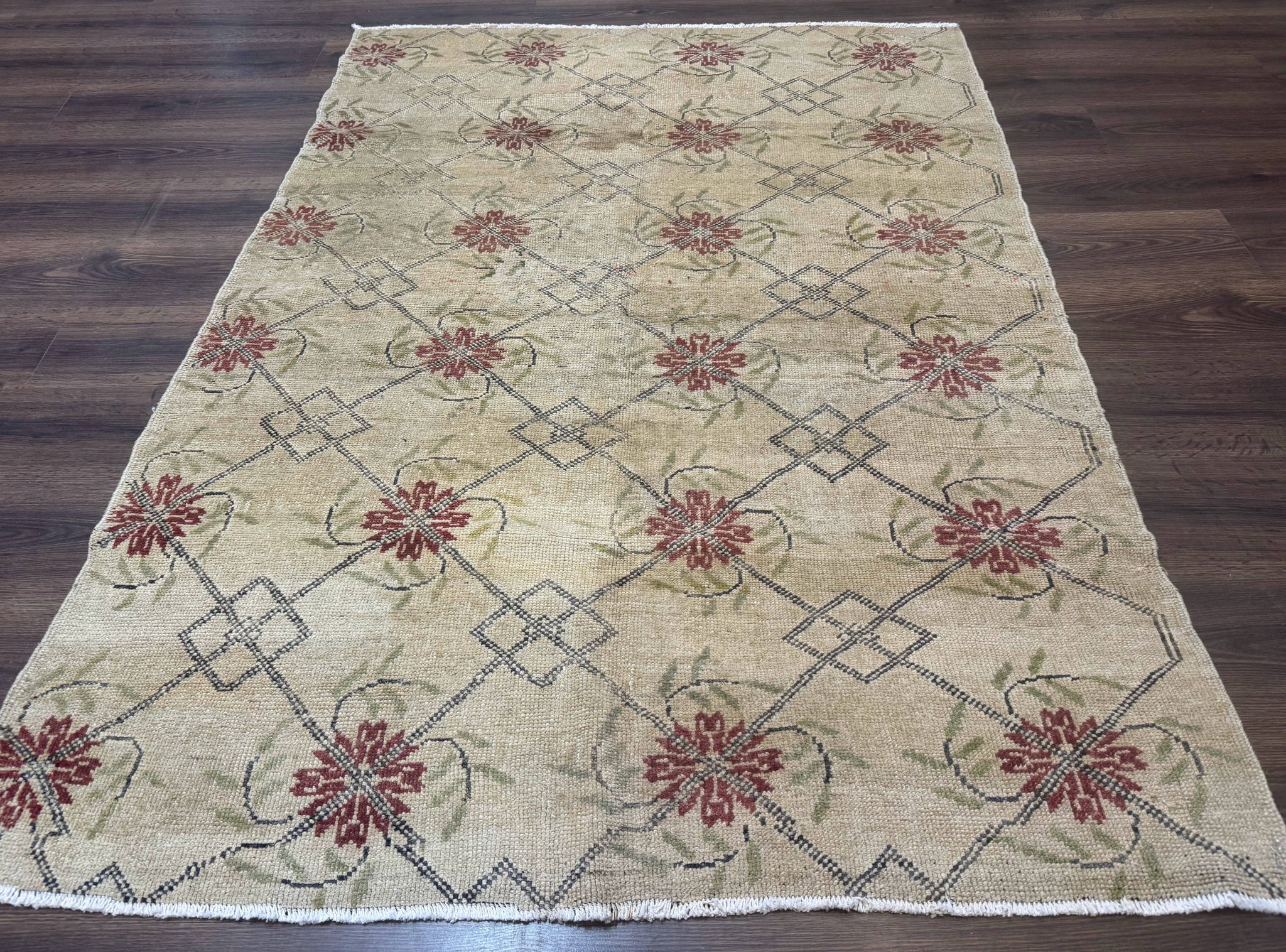 Turkish Rug 5x6, Oushak Carpet, Beige by Jewel Rugs