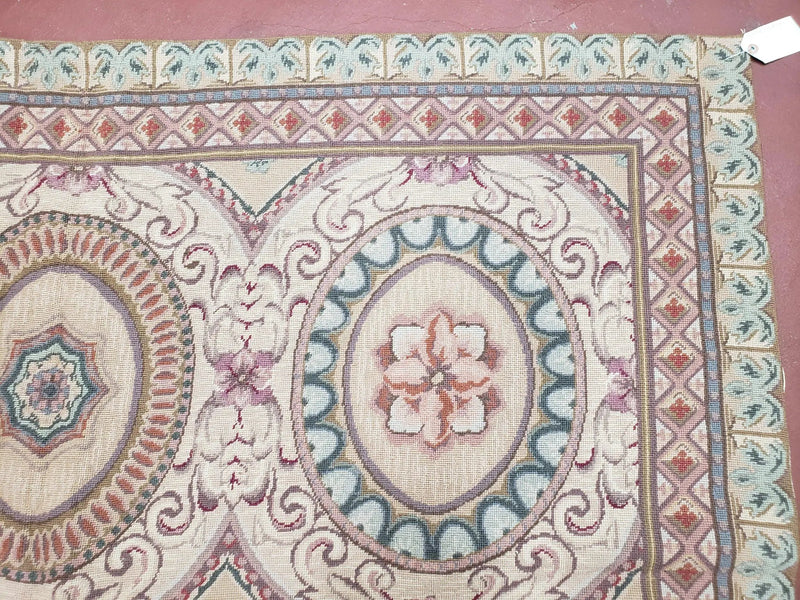 New Needlepoint Rug, 6x9 Needlepoint Carpet, Flatweave Rug, Vicotorian French European English Decor, Elegant Rug for Living Room, Handmade by Jewel Rugs