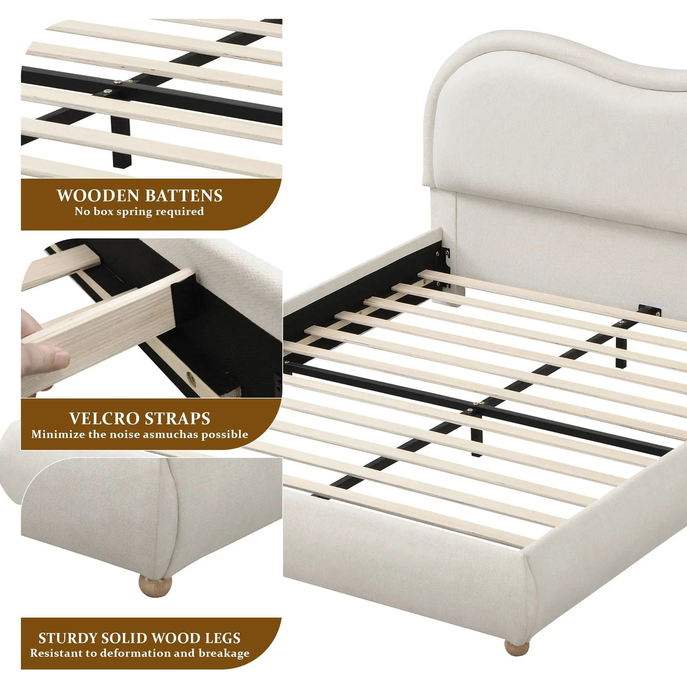 Upholstered Platform Bed Frame With Curved Headboard by HouseOfZazla