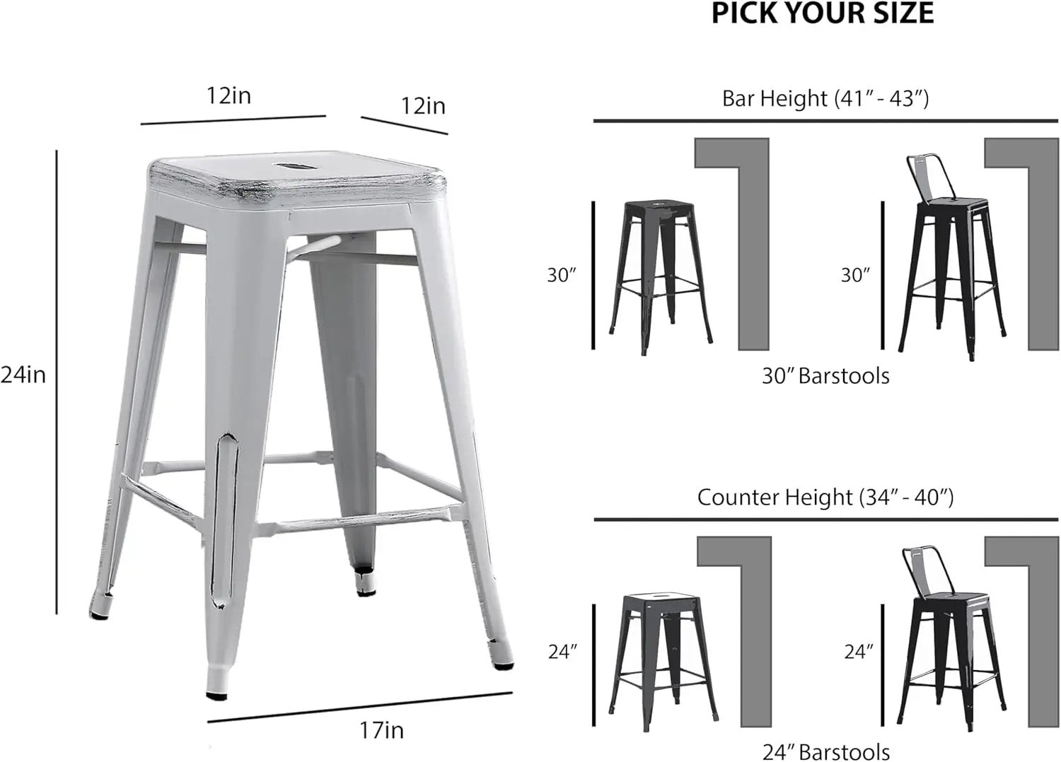 Backless Modern Industrial Bar Stools (Set of 2) by HouseOfZazla