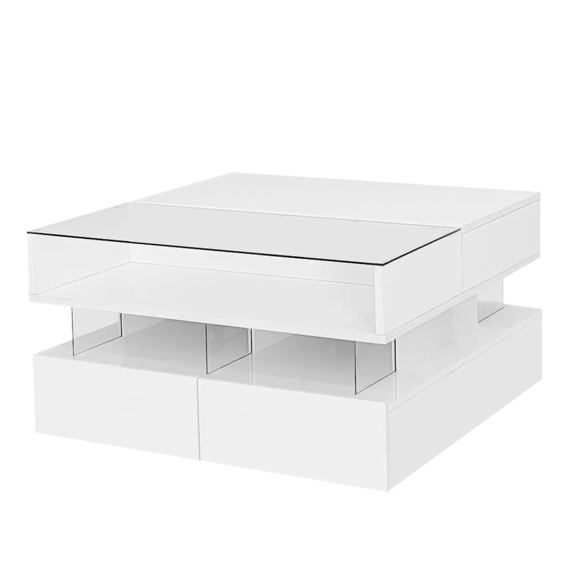 Lift Top Coffee Table With 2 Drawers, Hidden Space And LED Lights For Living Room by HouseOfZazla