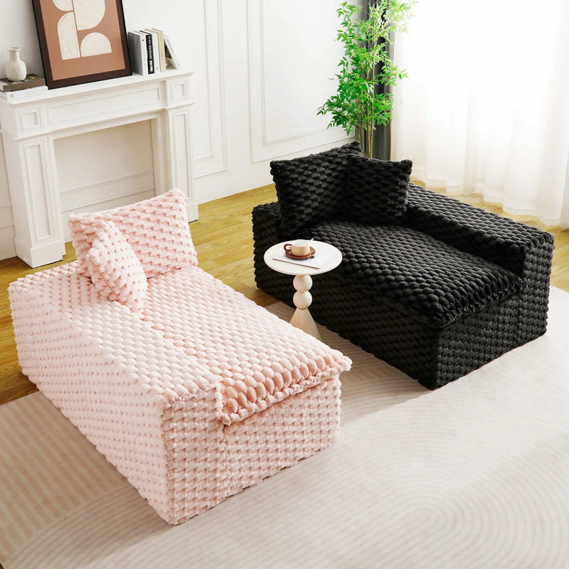 Multifunctional Sofa Pink Black, Fits 4 People by HouseOfZazla