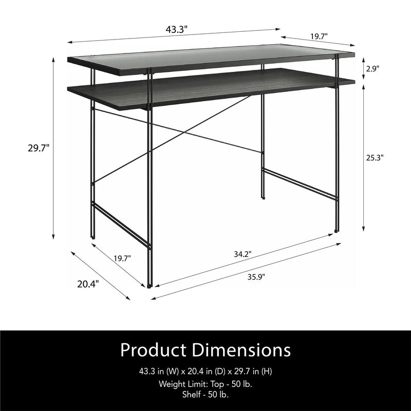 Vance - Computer Desk With Fluted Glass Desktop - Black by Unique Piece Furniture